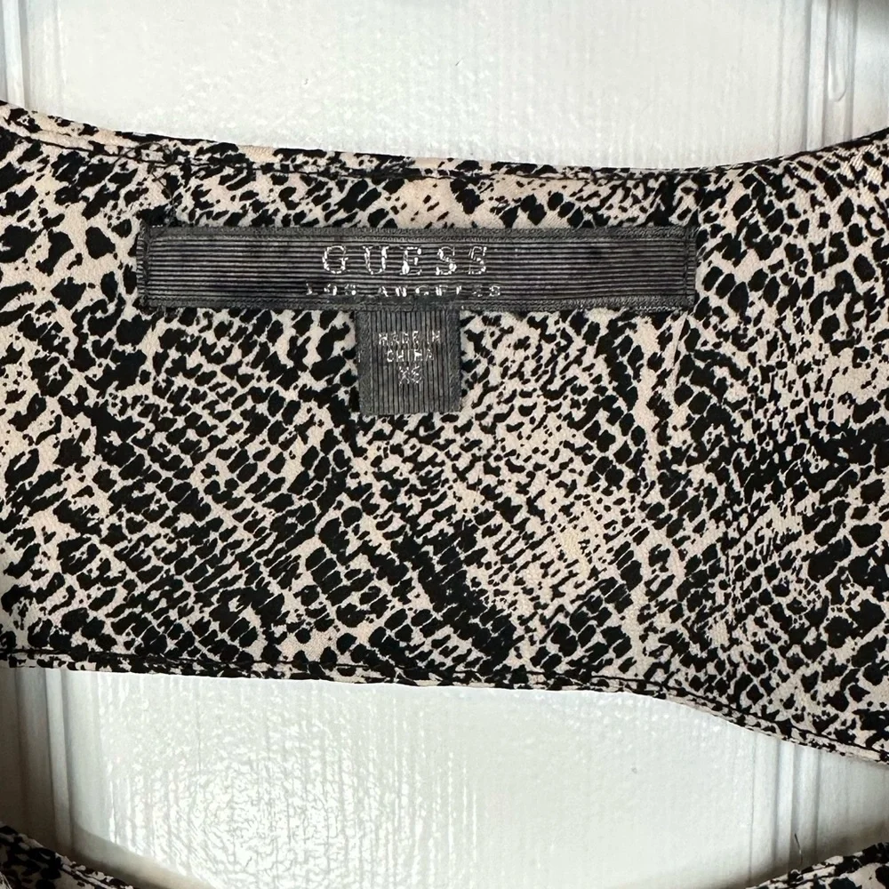 GUESS Ultimate Retro 90’s Y2K Party Vibes Snakeskin Silky Blouse w/Back Cutout